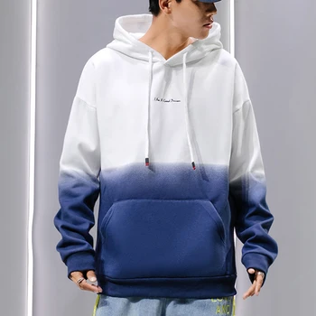 

Men's Sweatshirt 2019 autumn and winter new loose hanging dyeing Sweatshirt gradient hooded jacket youth trend men's clothing