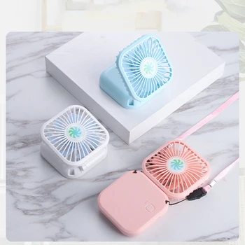 

2020 New Fan Mini Portable Foldable USB Small Fan Handle Neck Fans With Lanyard For Office Outdoor Car