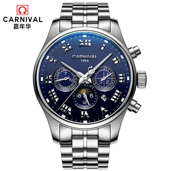 

Switzerland CARNIVAL Mens Watches Top Brand Luxury Stainless Steel Waterproof Automatic Watch Men Business Machinery Sport Watch