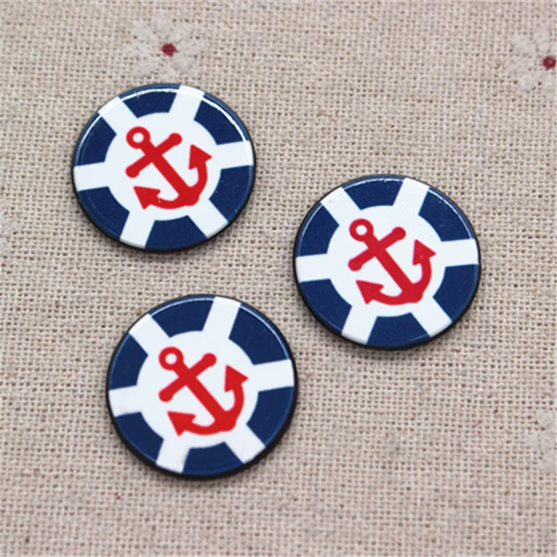 10pcs 10 шт каваи якорь Смола круглый плоский с плоской задней частью художественное украшение Шарм Ремесло DIY Украшение для волос аксессуары, 22 мм - Цвет: 10pcs