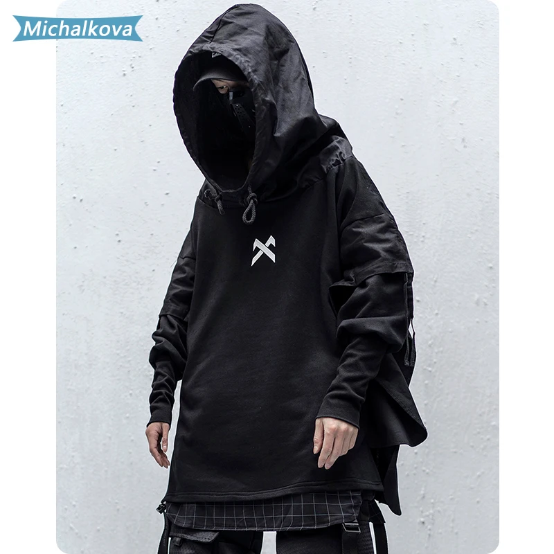 Japanese Streetwear Man Hoodies Hip Hop Embroideried Pullover Patchwork Fake Two Darkwear Tops Techwear Hoodies michalkova Japanese Streetwear Man Hoodies Hip Hop Embroideried Pullover Patchwork Fake Two Darkwear Tops Techwear Hoodies michalkova