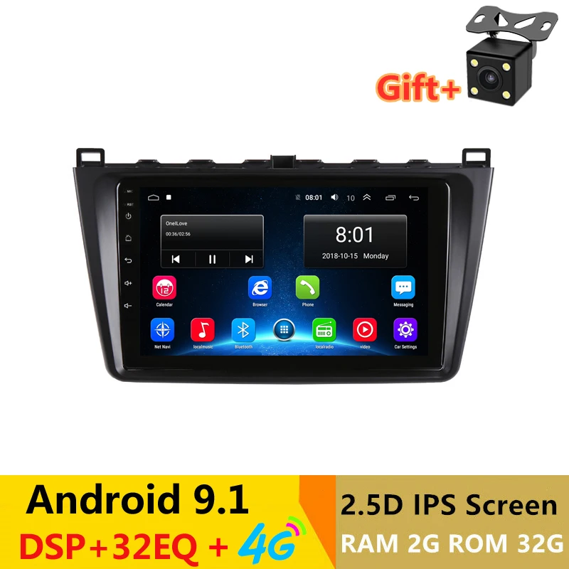 Best 9"2.5D IPS Android 9.1 Car DVD Multimedia Player GPS for Mazda 6 Ruiyi Ultra 2009-2011-2015 car radio DSP 32EQ stereo navigation 0