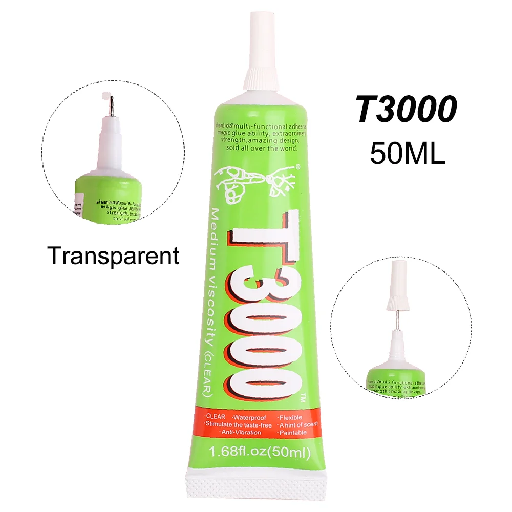 

Multi Purpose 50ML T3000 Epoxy Glue Adhesive Resin Glass Fabric Textile Clothes Leather Plastic Touch Screen School Rubber Phone
