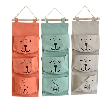 

3PCS 3 Pocket Wall-Mounted Storage Bag Household Closet Door Toys Cosmetics Debris Storage Bag