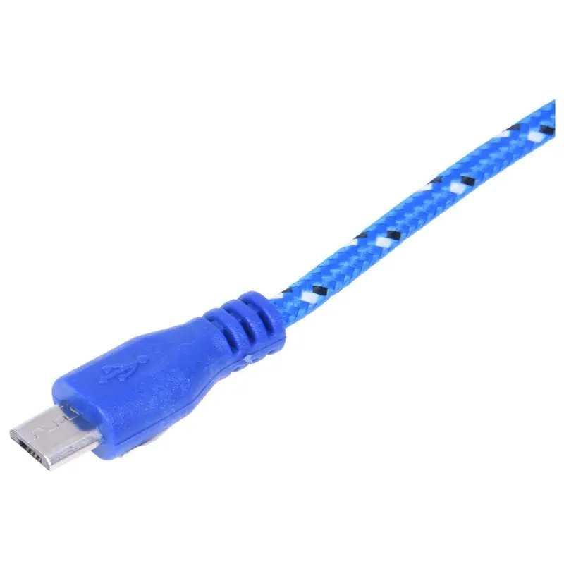 2 м Плетеный тканевый мини USB кабель для передачи данных и синхронизации зарядного устройства для сотового телефона синий