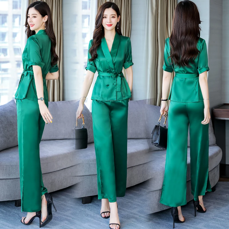 Режим elegante vrouwen jas broek dames pak vrouwelijke nieuwe zomer waardige sfeer losse dunne tweedelige herfst wilde