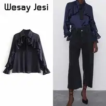 ^#Cheap Blouse women england elegant style turn-down collar ruffle blouse mujer de moda 2019 kimono shirt womens tops and blouses ^#Cheap Blouse women england elegant style turn-down collar ruffle blouse mujer de moda 2019 kimono shirt womens tops and blouses