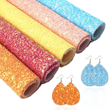 

A5 5Pcs/set Chunky Glitter Fabric Synthetic Leather Sheets Fabric for Bows DIY Handmade Materials,1Yc10348