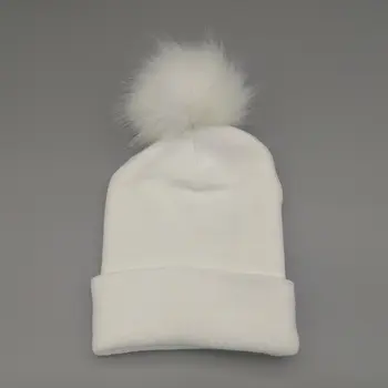 

Female fur ball cap pom poms winter hat for women girl 's hat knitted beanies cap brand new thick Women'S Skullies Beanies