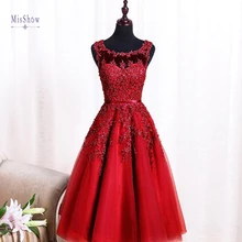 Новое поступление, цветные кружевные короткие платья для выпускного вечера, аппликация в виде цветов с вырезом, украшенным бусинами, вечерние платья, реальные фотографии CPS298