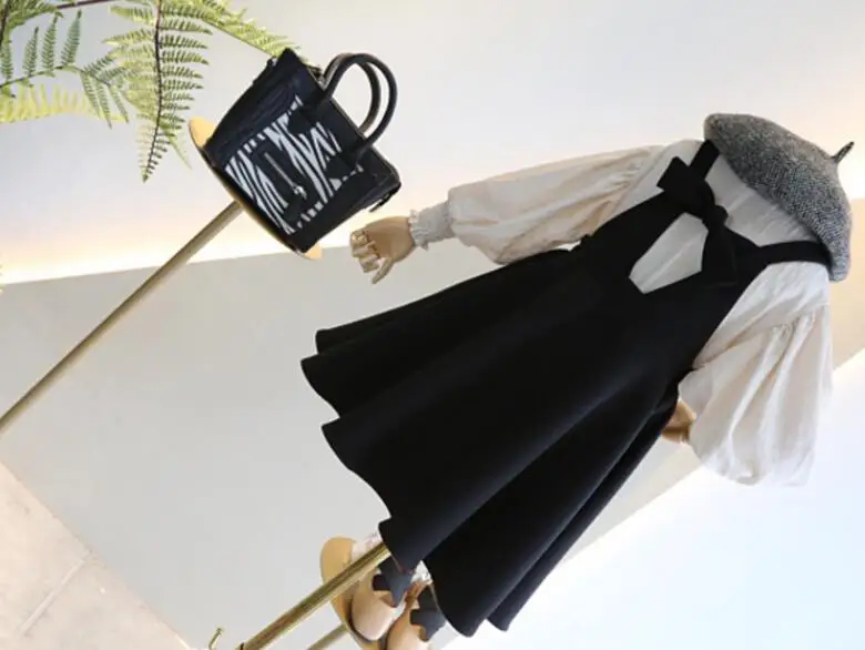 Baby Girls Fall Fashion Sets, Elegant Top+ Back Bow Vest Dress 5 sets/lot, Wholesale, Free Shipping