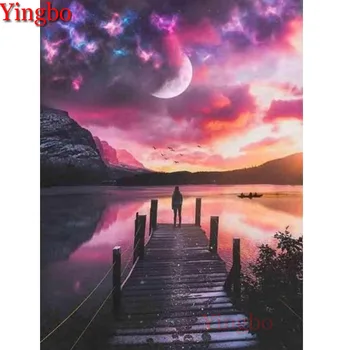 

5d dimond painting Sunset Wharf landscape full square round diamond diamond rhinestone mosaic diamond embroidery cross stitch