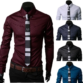 

2020 Man Long Sleeve Shirts Silk Satin Chemise Casual fit Fashion Printed Blouse Casual Long Sleeve Slim Shirts Tops