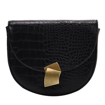 

iVog New Arrival Everyday Ladies Small Crossbody Shoulder Handbag Black Chain gg Geometric Saddle Bags for Women 2019