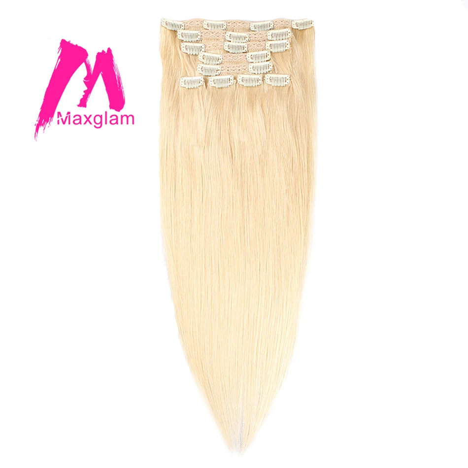 Maxglam прямые человеческие волосы для наращивания бразильские Remy зажимы ins 100 г/9 шт