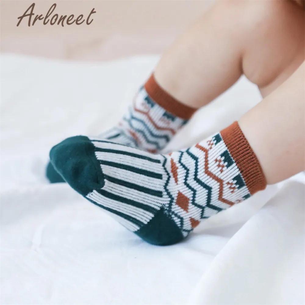 ARLONEET/Носки для новорожденных Нескользящие хлопковые носки для маленьких девочек и мальчиков с принтом героев мультфильмов для девочек г., осенне-зимние носки для мальчиков кроссовки