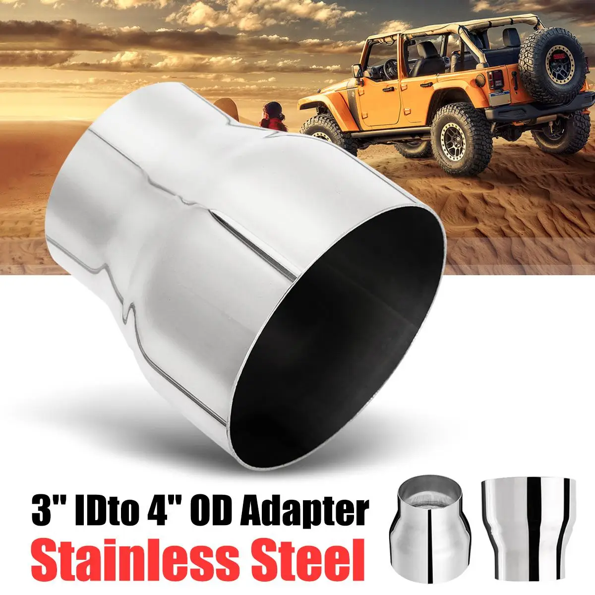 

3" ID to 4" Universal Car Chrome Stainless Steel Exhaust Pipe Adapter Reducer Connector Car Silencer Exhaust Tail Pipe 1PCS