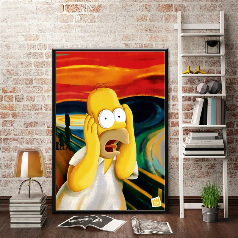 Cartoon Artworks of Simpson Printed on Canvas 