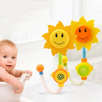 

Baby Funny Water Game Bath Toy Bathing Tub Sunflower Shower Faucet Spray Water Swimming Bathroom Toys For Children Random Colors