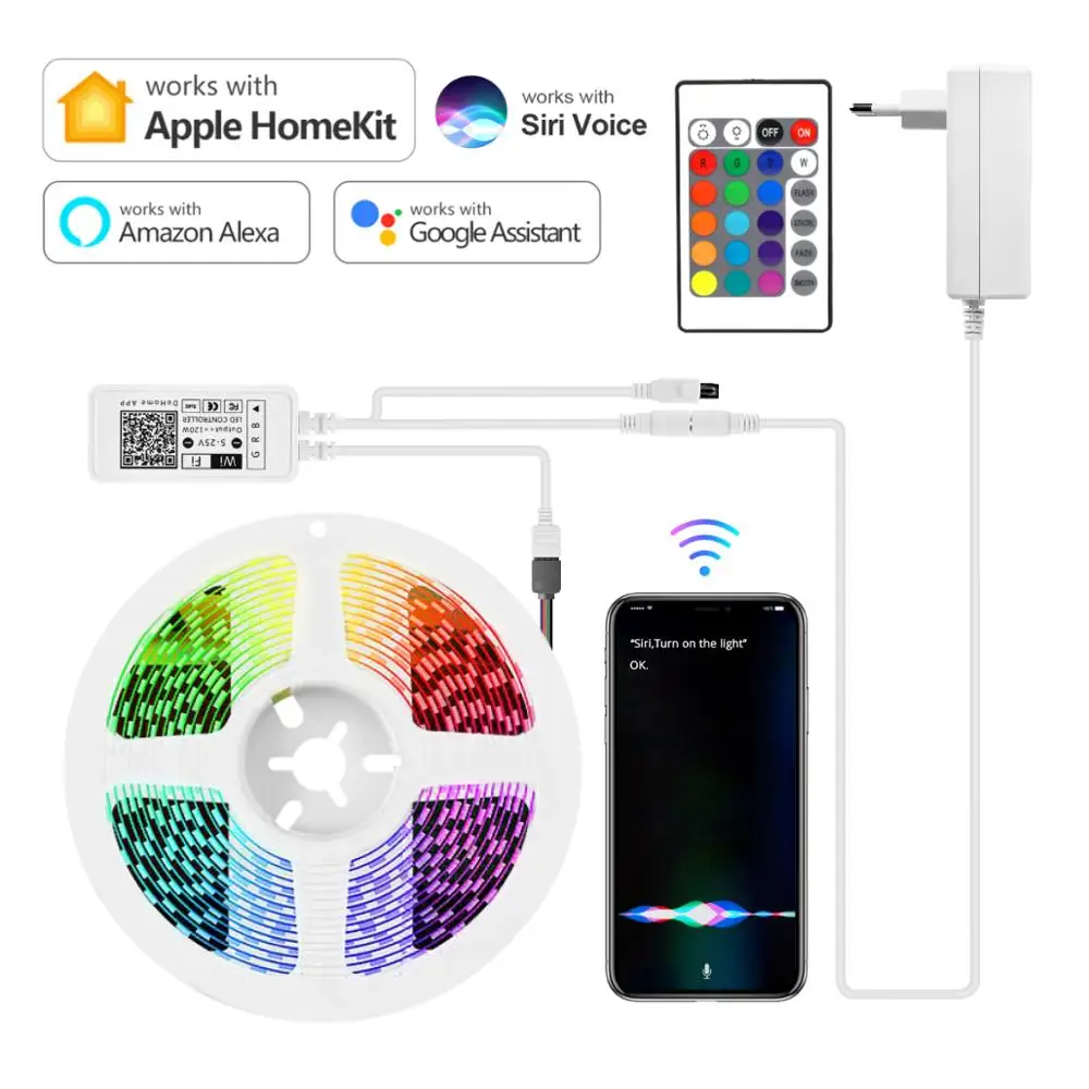 Apple Homekit Smart WiFi LED Strip light RGB Siri Voice Control LED Lights Neon lamp Work Apple Home kit/Alexa/Google Assistant|LED Strips| - AliExpress