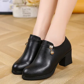 

Womens Ankle Boots Medium Heels Black Boot designer shoes booties 2019 woman Boot Ladies Botas Mujer bootee ghn89