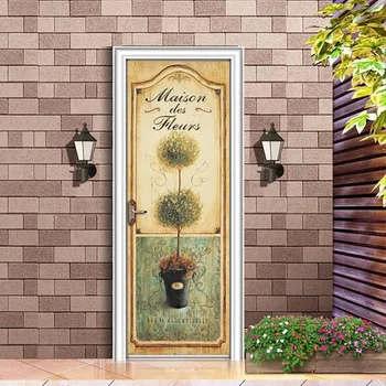 

Self Adhesive 3d Door Stickers Landscape Sunset Plant Waterproof Wallpaper Home Decor Print Picture Art Renovation Living Room