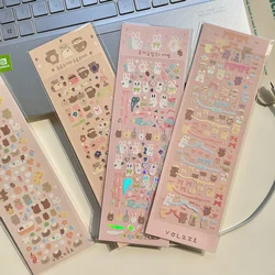 1Pc Korean Popular Cartoon Bunny Bear Laser Sticker Scrapbooking Stick DIY Material Stationary Kawaii Art Decoration Supplies