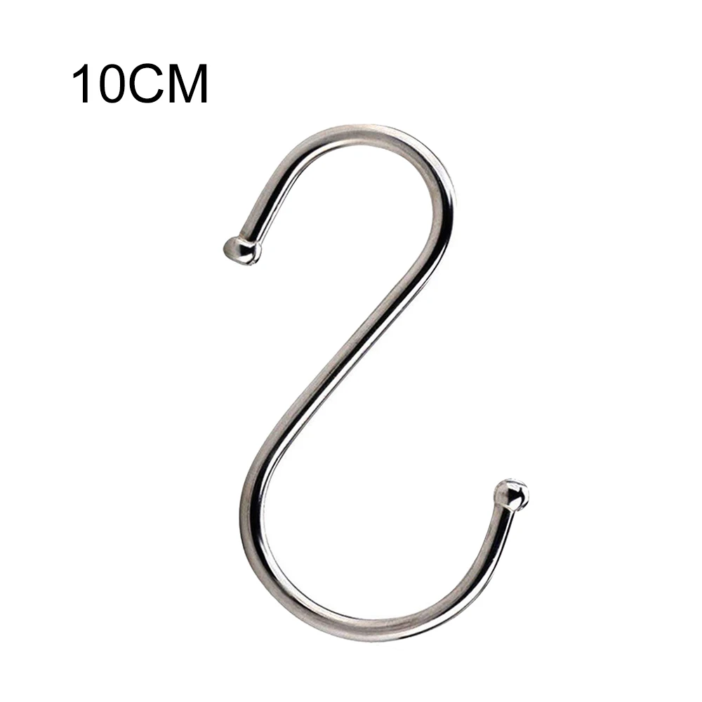 10cm Kitchen Hanging Hanger Closet Storage Holders Organizer Household Home Essential Useful New S Shaped Stainless Steel Hooks Clasp - Color: 10cm