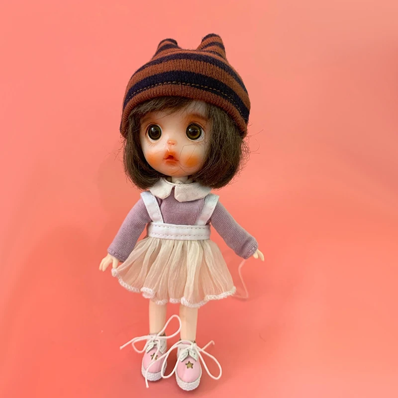 2 шт. Ob11 платье для малышей Кукла костюм юбка на подтяжках 1/12 BJD красота узел свинья GSC глиняная кукла платье газовая юбка и длинная футболка - Цвет: T-shirt and skirt
