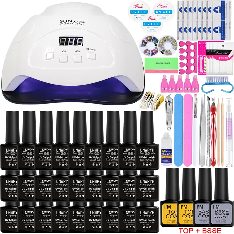 

27/18/10 colors Gel Nail Polish Set Machine kit with 84/54/24W Nail Lamp Manicure Tools Kit Nail Art Set nail set UV Builder Gel