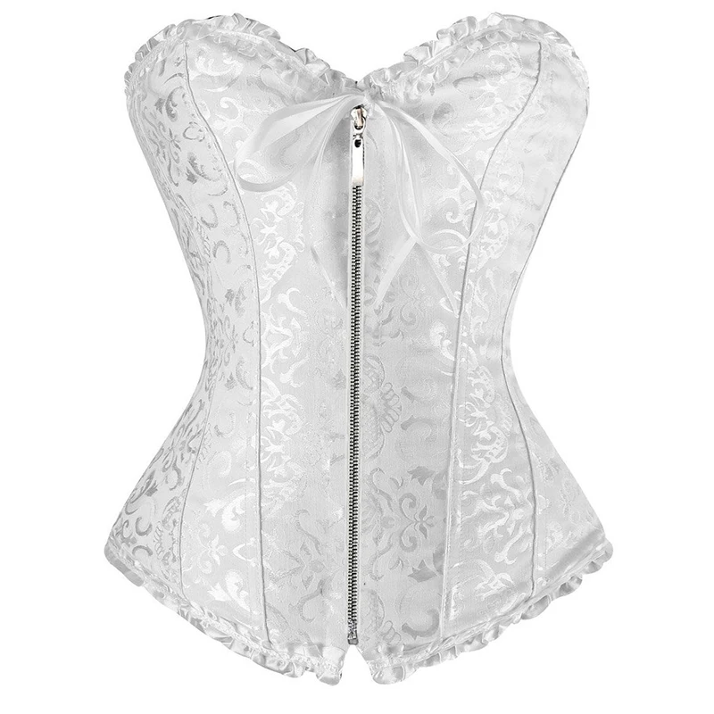 White-Zipper Aonve Goth красный корсет плюс размер Одежда для бурлеска для женщин сексуальный бюстье зеленый лиф сзади шнуровка корсеты для нижнего белья и корсеты - Цвет: White-Zipper