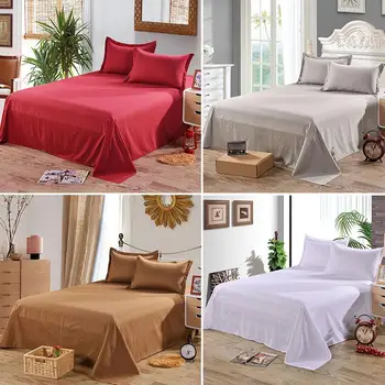 

SOLEDI Polyester Household Products Bedsheet Room Furniture Cozy Bed Linings Double Plain Solid Color Flat Bedspread Bedclothe