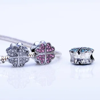 

Four-leaf clover transfer beads, friendship beads, double-sided zircon diy bracelet loose beads mixed batch