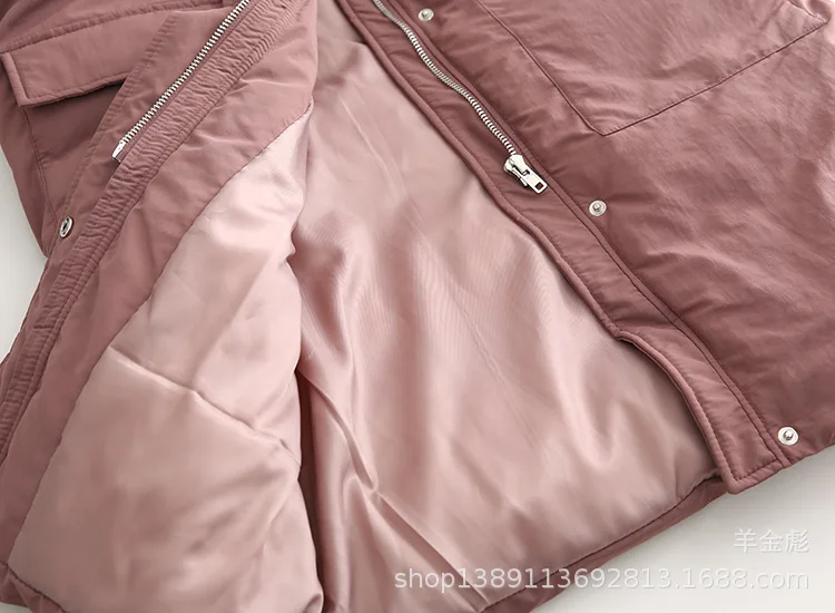 18 осенне-зимняя новая стильная повседневная простая Корейская Стильная однотонная свободная хлопковая стеганая одежда средней длины с капюшоном пуховик