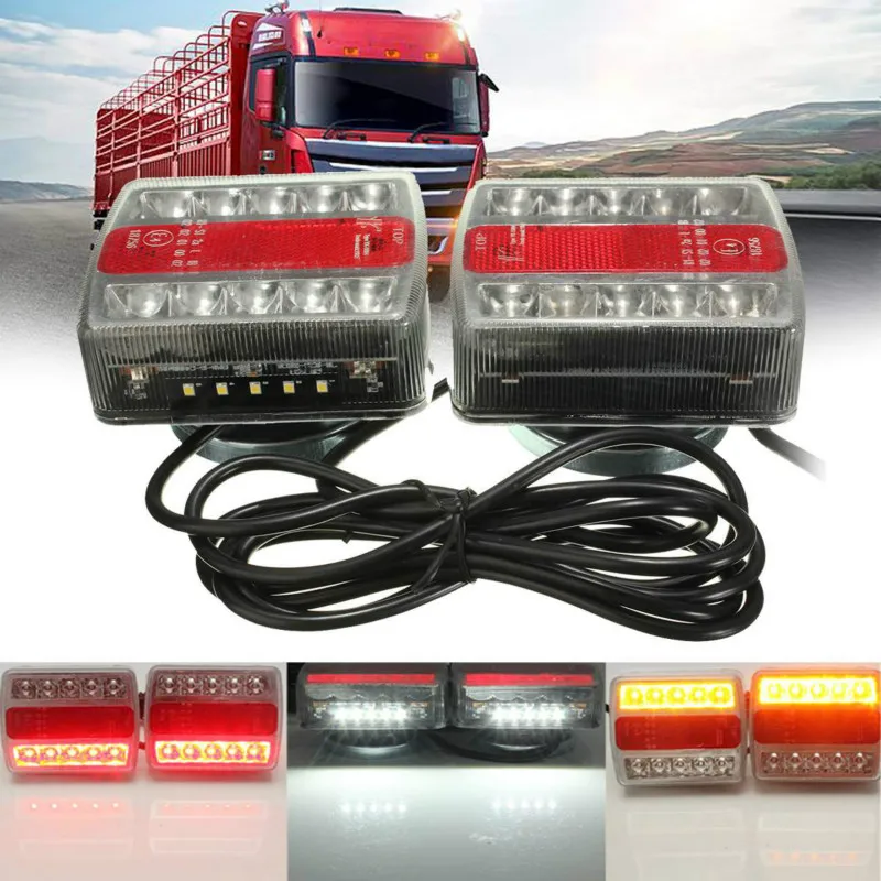 

1Pair Caravan Magnetic 15 LED Trailer Towing Tail Light Rear Indicator Brake Reflector Number Plate Lights Lamp