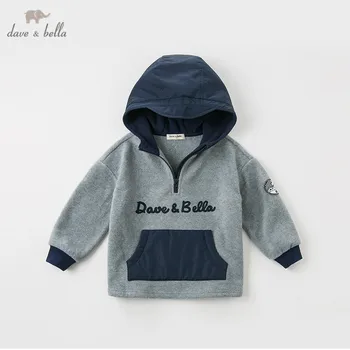 

DBK11262 dave bella autumn winter kids boys t-shirt hooded long sleeve tee tops pullover infant toddler high quality