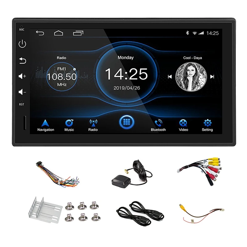  1Din 7 Inch Android 8.1 Eight Core Car Stereo Radio Capacitive Press Screen 4G+ 32G GPS Navigation 