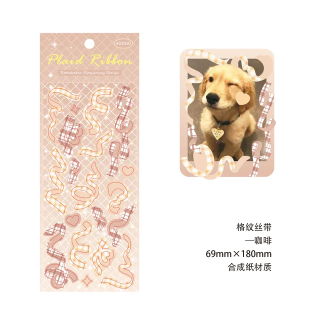 1 Sheet Romantic Colored Glitter Laser Ribbon Flower Decorative Stickers for Art Craft Card Making Scrapbook Journal Photo Album L