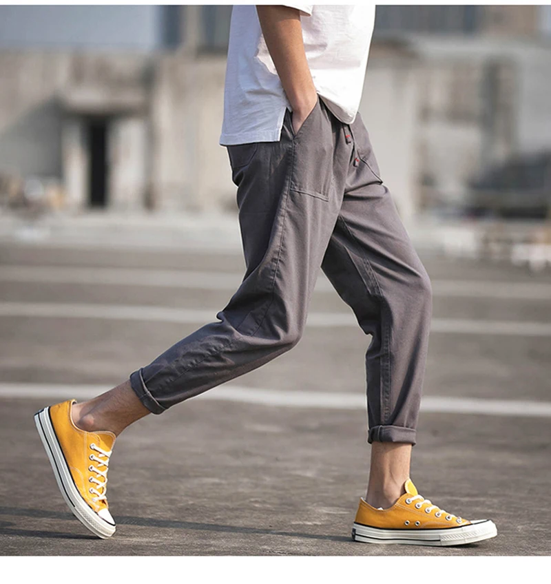 2019 Новые мужские повседневные брюки свободные мягкие дышащие брюки длиной до щиколотки Легкие мужские брюки-карандаш Harlan модные