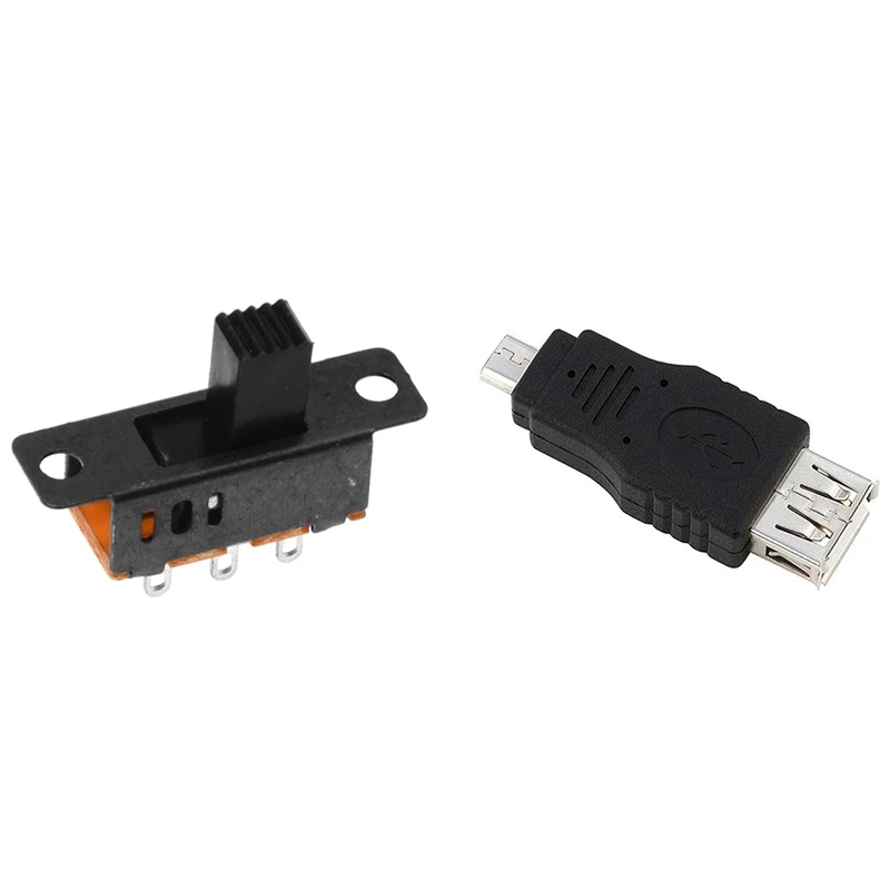 1X адаптер Micro-USB папа-USB мама и 10 X DC 0 5 A 50V 3-позиционный 2P2T DPDT панельный