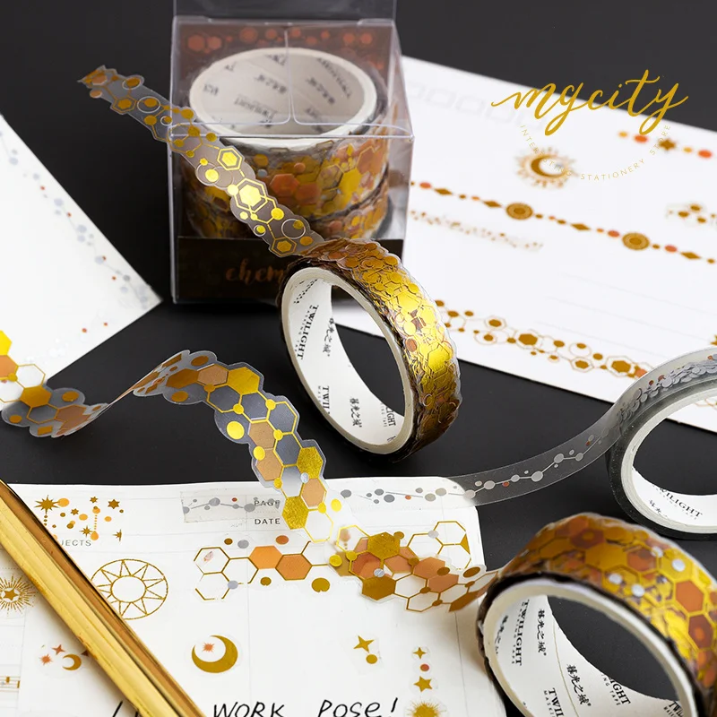 

6 set/Lot Foil Gold Silver washi tapes Galaxy Star Snowflake Time Music note color masking tape sticker album diary book A6747