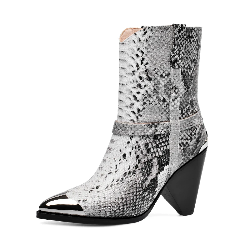 

COOLULU Women Boots Winter ankle Boots Strange Style High Heel Western Boots Pointed Toe Shoes Ladies Autumn Size 34-43