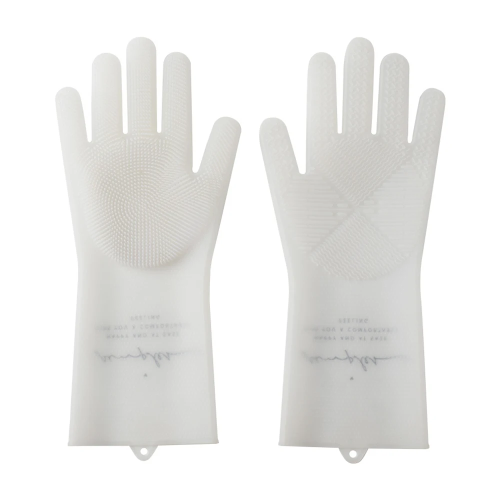 Home Silicone Cleaning Gloves Kitchen Washing Vegetables Dishwashing Gloves Non-slip Belt Hair Brush Kitchen Cleaning Supplies