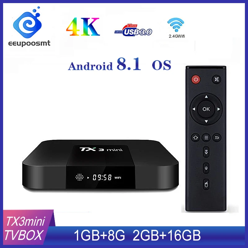 ТВ-приставка TX3 Mini на Android 8 1 четырехъядерный процессор S905W 2 4 ГГц Wi-Fi поддержка 4K