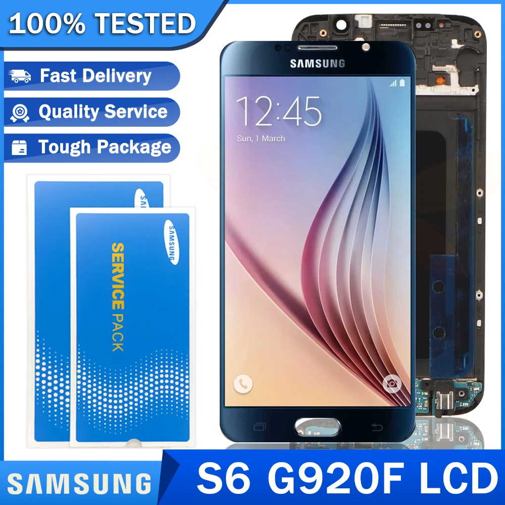 5 1 ''Оригинальный ЖК-дисплей для SAMSUNG Galaxy S6 G920 G920F Super AMOLED дисплей с рамкой