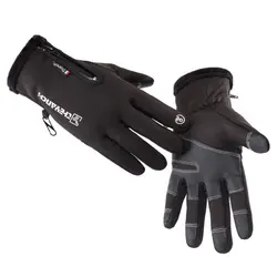 Ветрозащитные антистатические уличные велосипедные перчатки полный палец тепловые зимние перчатки кожаные молнии ветрозащитные плюс
