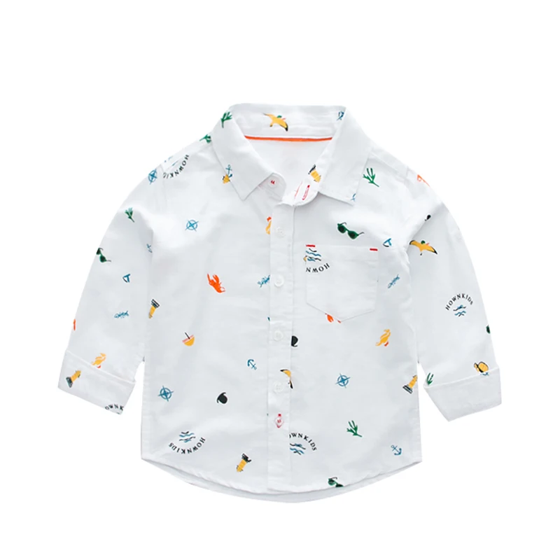 Kids Boys Shirts Autumn Long Sleeve Printing Toddler Shirts For Boys Cotton Fashion Brand Baby Girls Tops Children Shirts D