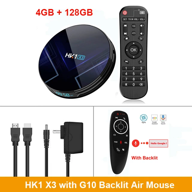 4GB 128GB G10 Горячая Распродажа HK1 X3 Smart tv Box Android 9,0 4GB ram 128GB Amlogic S905X3 2,4G 5G Wifi BT 4,0 1000M Youtube HDMI 8K телеприставка - Цвет: 4GB 128GB G10