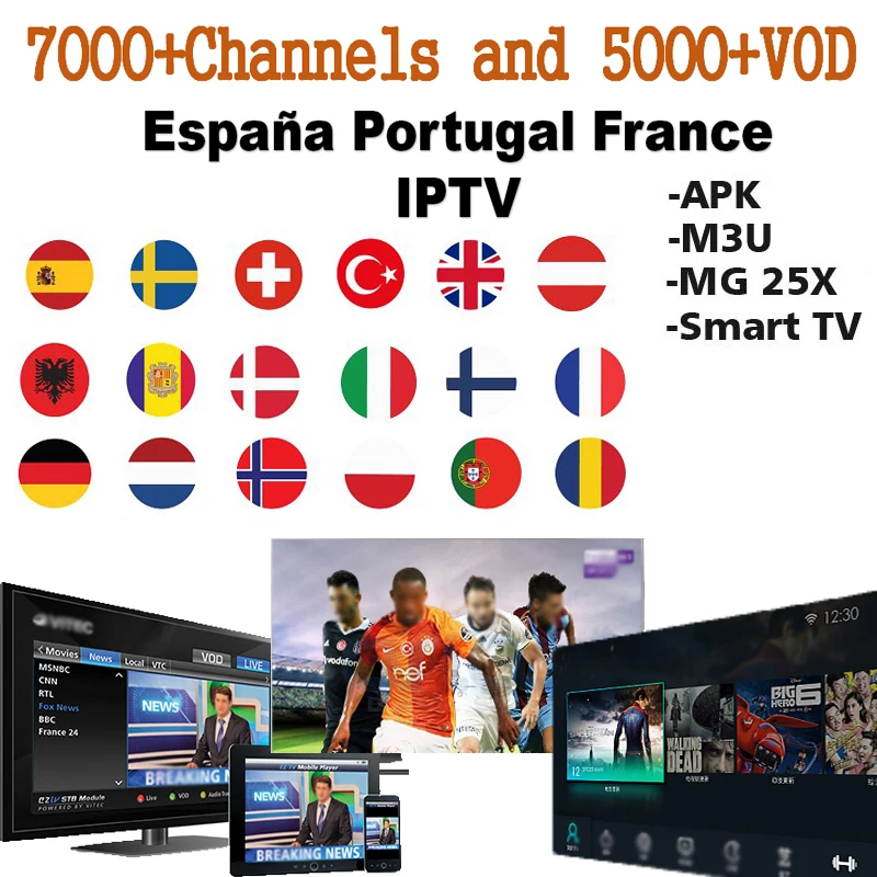 Испания IP tv M3U подписка IP tv Арабский Франция Португалия для взрослых 7000+ Live 5000+ VOD Великобритания Немецкий Италия Smart tv Android APK Enigma2