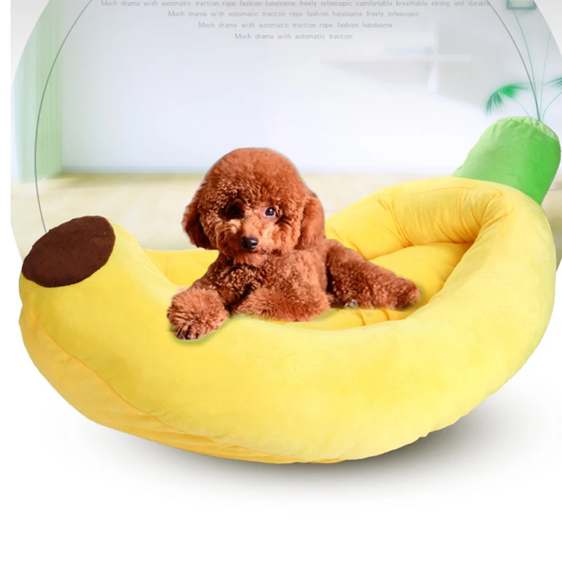 Cute Banana Boat Dog Bed Thick Puppies Cat Sleeping Bed Winter Warm Pet Sofa Bed